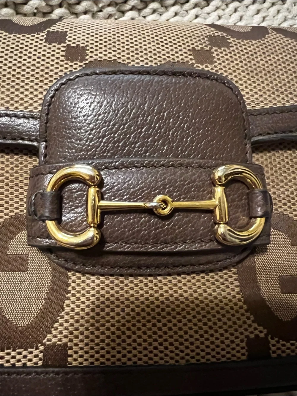 Gucci Monogram Jumbo GG Horsebit 1955 Crossbody Bag - Picture 6 of 16